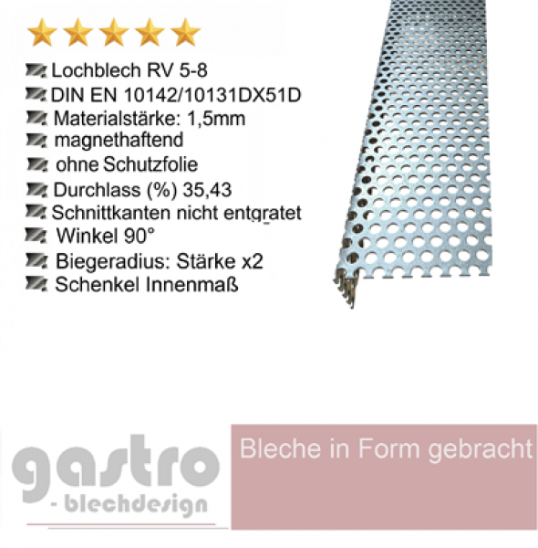 Kantenschutz Winkel aus Stahl verzinkt 1,5 mm